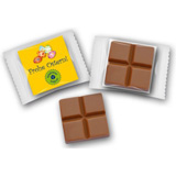 Schokoladentäfelchen im Flowpack auf er Karte bedruckt Werbegeschenk